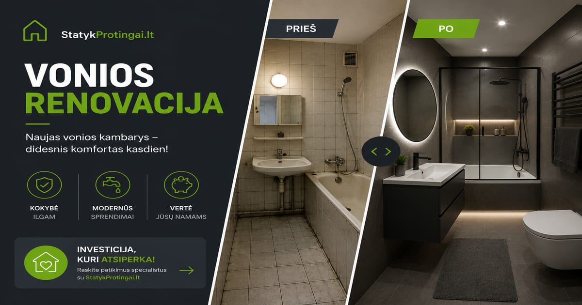 Vonios renovacija 2026 — kainos, idėjos ir kaip nesigailėti